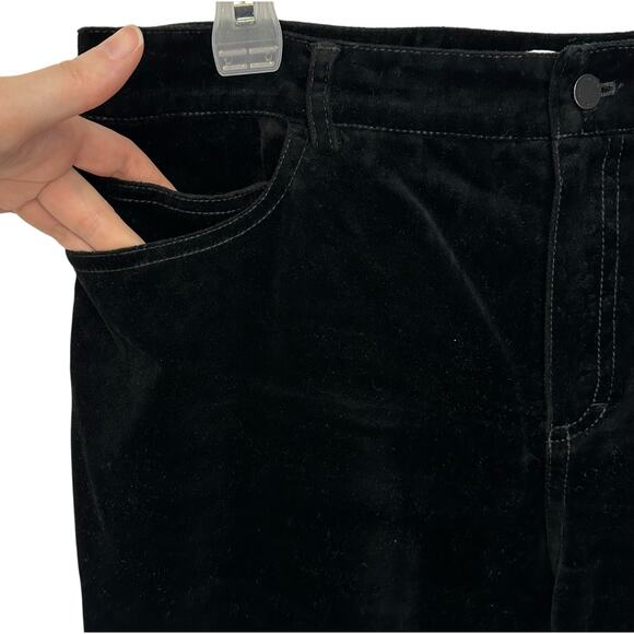 2/$30 Dana Buchman Velvet Pants Black High Waist Bootcut Burnout Flare Size 12 - Picture 8 of 10